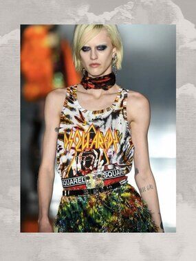 DSQUARED2 Logo print tie-dye effect tank top NWT Def Leppard xs Runway $438